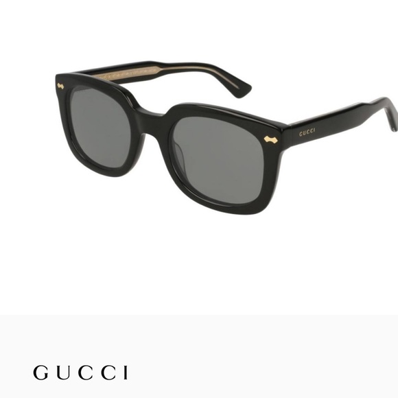Gucci Black and Gold Square Frame Sunglasses - Picture 1 of 2